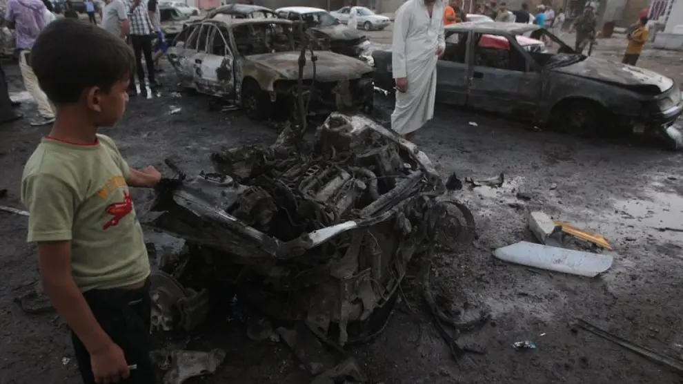 Lugar de uno de los atentados en Bagdad