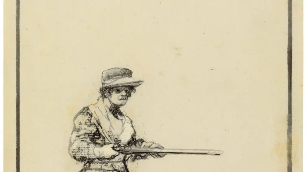 El dibujo 'Si yerras los tiras!' del pintor aragonés Francisco de Goya