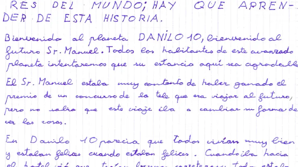La carta enviada por Daniel Lorén, de solo 10 años