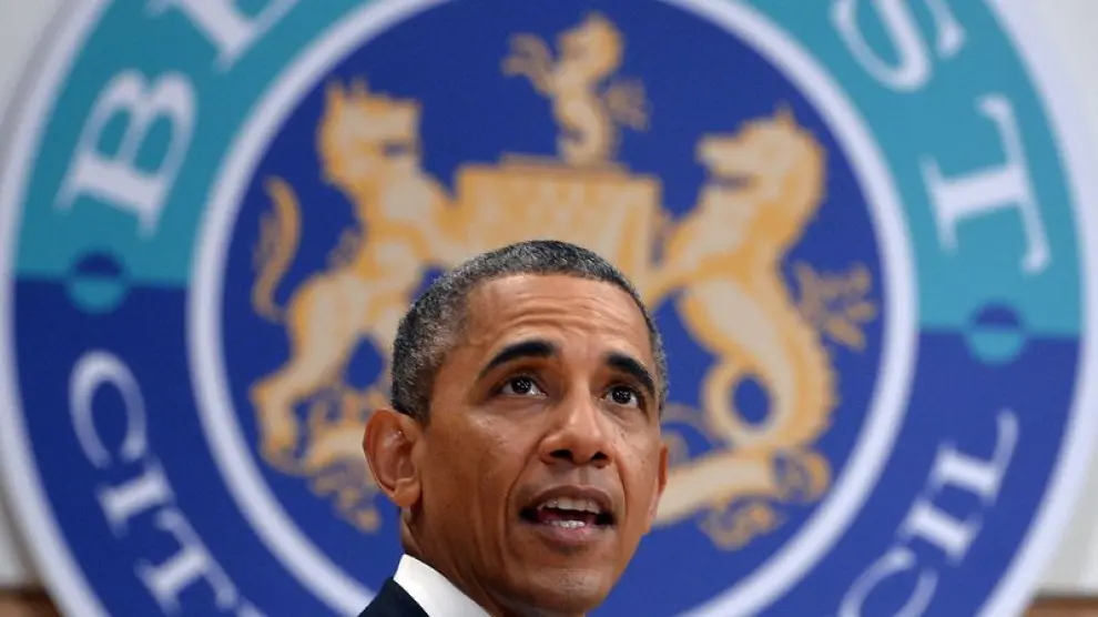 Obama en su estancia en Belfast