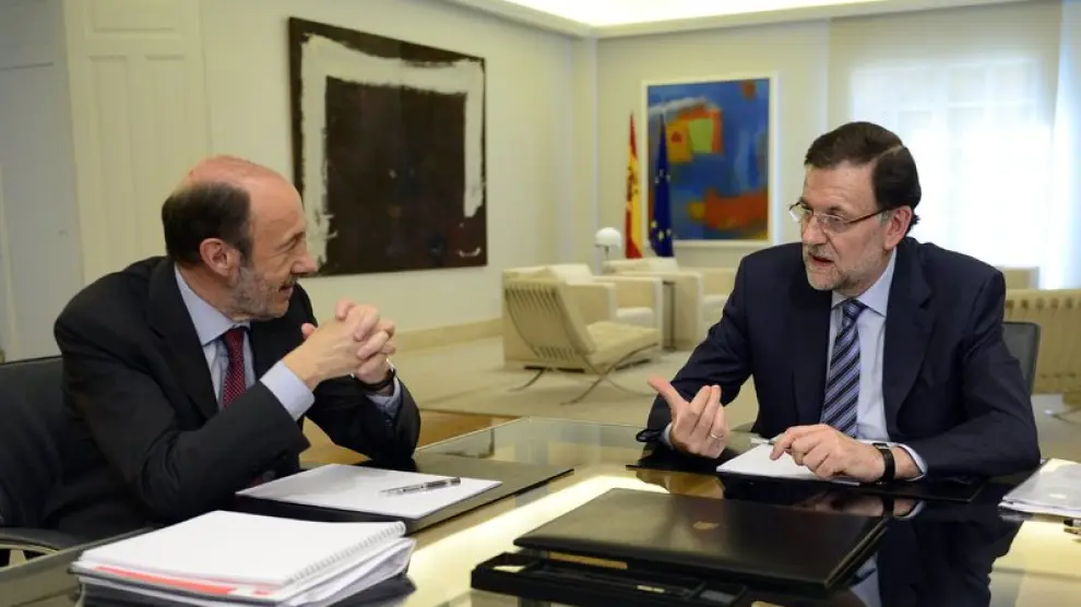 Foto previa al encuentro entre Rajoy y Rubalcaba