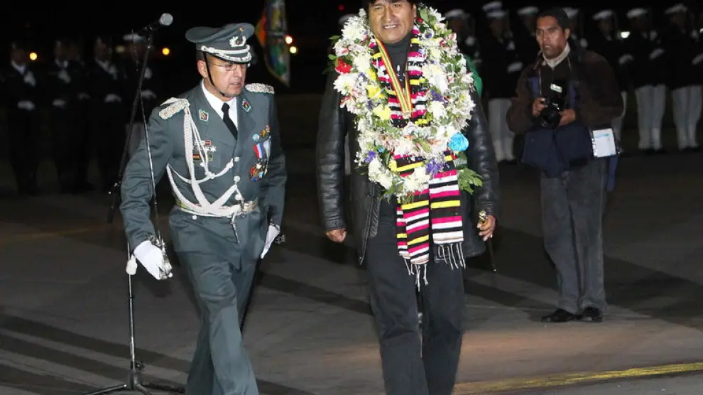 Evo Morales a la llegada a La Paz