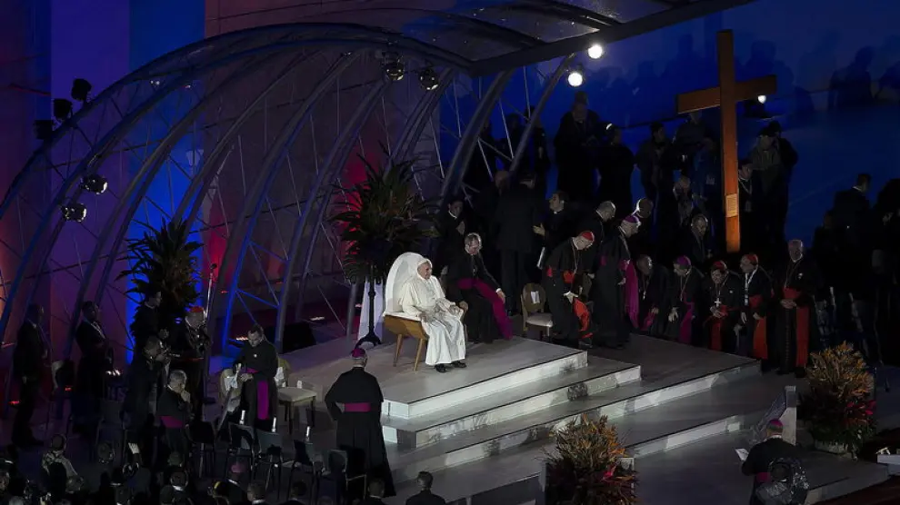 El Papa, en el escenario que se instaló en Copacabana.