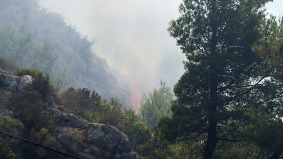 Vista del incendio en la Sierra de Tramontana.
