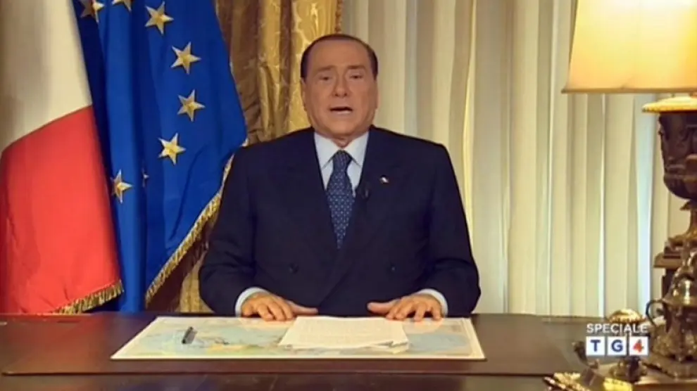 La cadena TG4 retransmitió el vídeo de Berlusconi