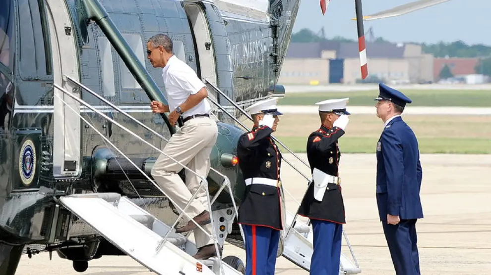 Obama sube al Marine One