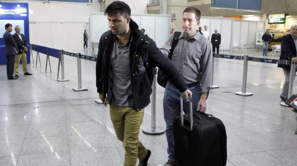 David Miranda a su llegada a Río de Janeiro.