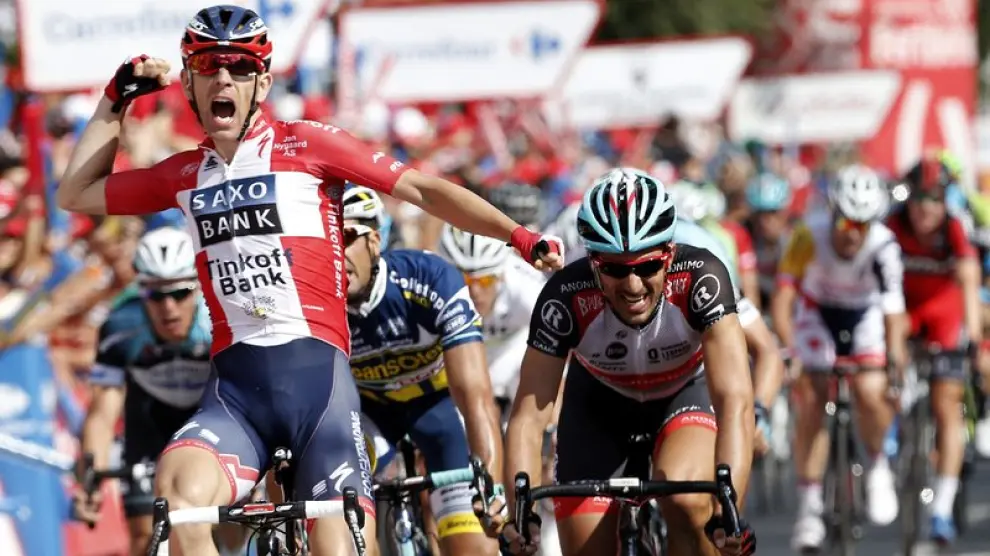 Morkov celebra la victoria en la sexta etapa de la Vuelta, que acababa en Cáceres