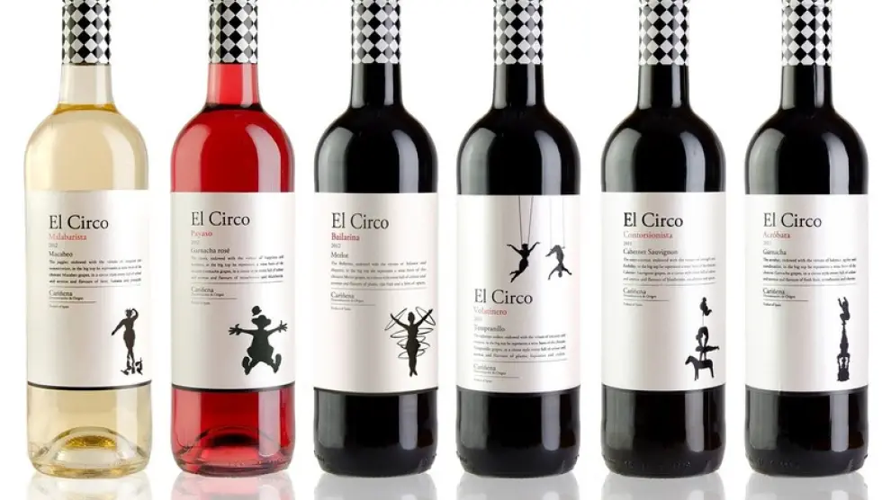 Las seis botellas que componen la gama El Circo, de Grandes Vinos y Viñedos
