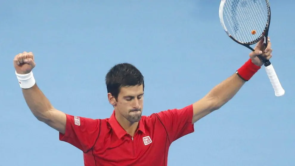 Djokovic celebra su victoria ante Nadal