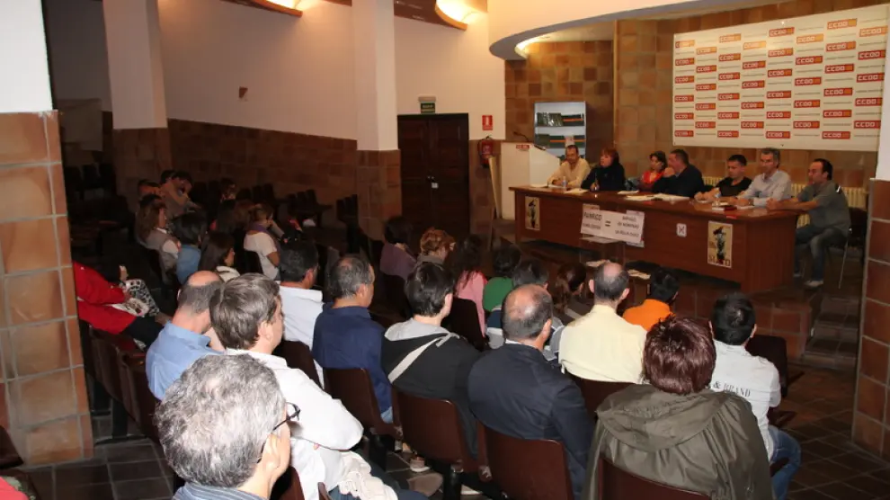 Asamblea de trabajadores de Panrico en Aragón en una imagen de archivo