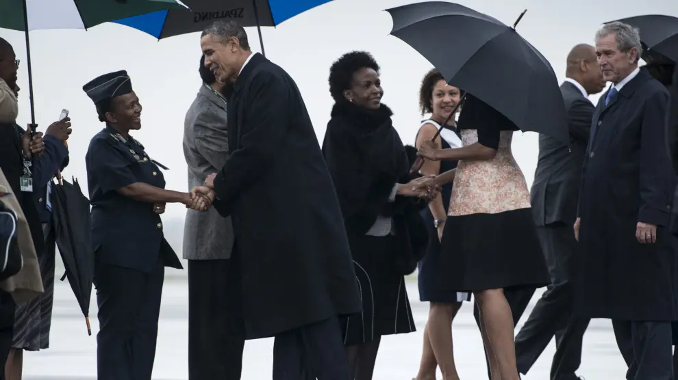 Llegada de Obama y Bush a Johannesburgo