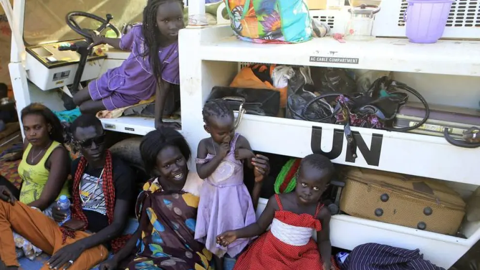 Familias desplazadas en Sudán