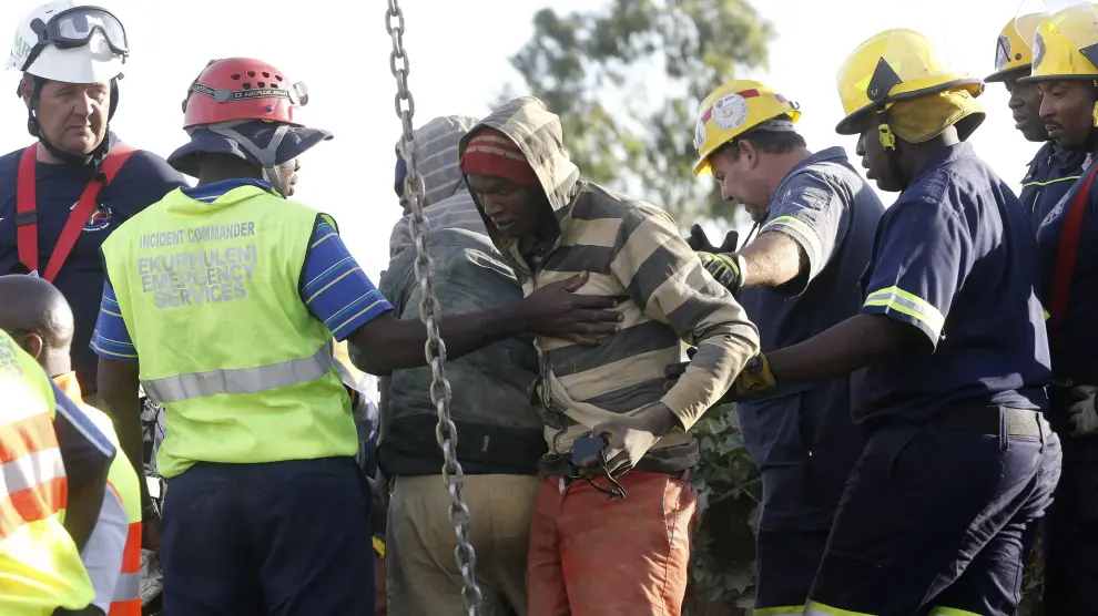 Trabajos de rescate de los mineros atrapados