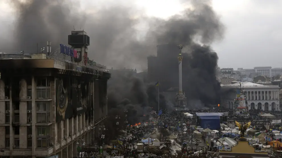 Epicentro de las protestas en Kiev