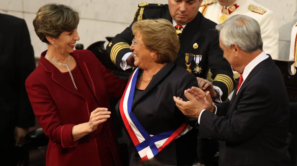 Michelle Bachelet en el momento de investidura por su reelección a la presidencia de Chile