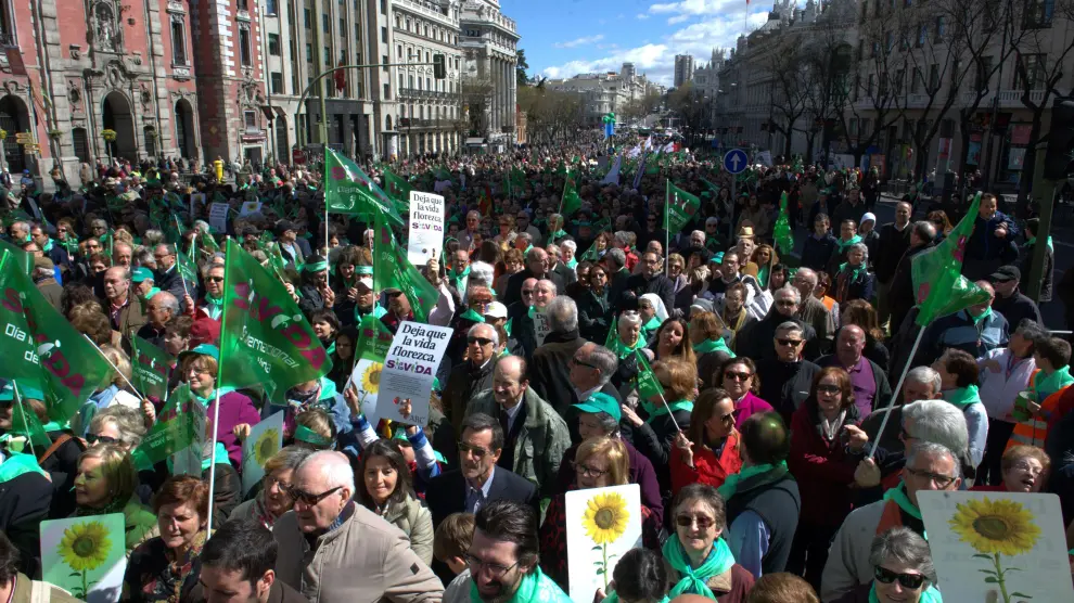 Manifestación en Madrid bajo el lema 'Sí a la vida'.