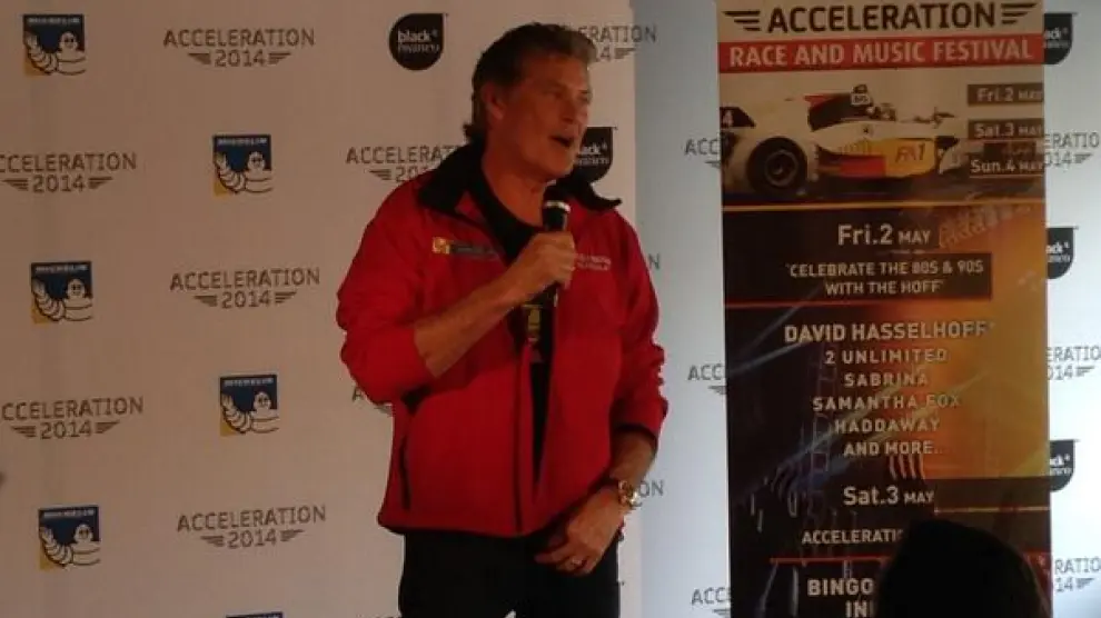 David Hasselhoff en la presentación del evento Acceletarion