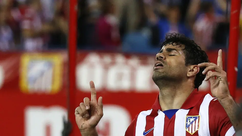 Diego Costa celebra el gol del Atlético de Madrid ante el Elche