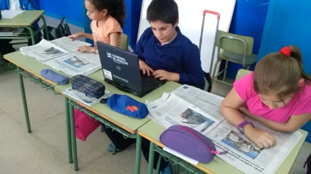 Los alumnos de Sariñena preparan el informativo