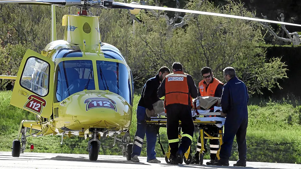 El helicóptero del 112 , en un servicio médico.