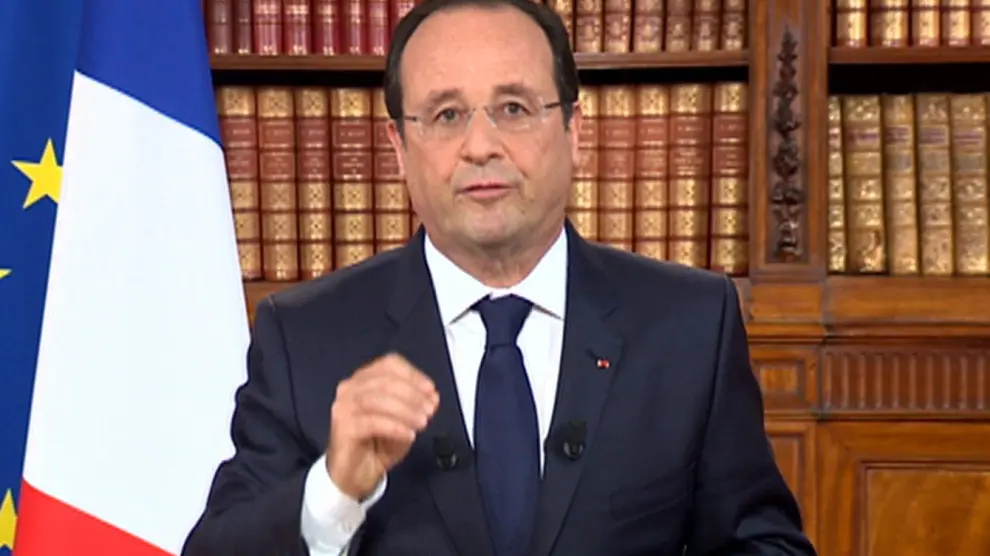 Hollande, en un momento del mensaje emitido este lunes