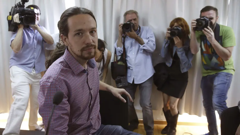 El eurodiputado electo y portavoz de Podemos, Pablo Iglesias