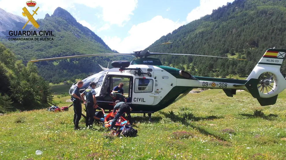 Imagen de un rescate en el Pirineo oscense