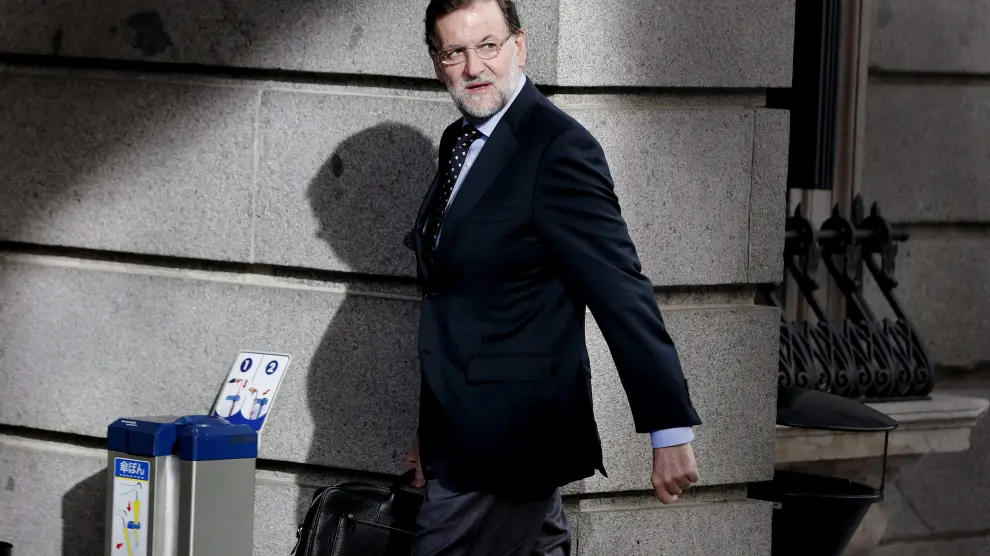 Mariano Rajoy en su llegada a la sesión de control este miércoles
