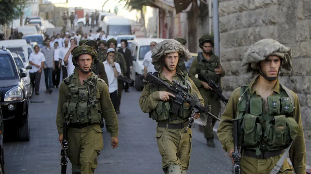 Soldados israelíes este sábado en la ciudad de Hebrón