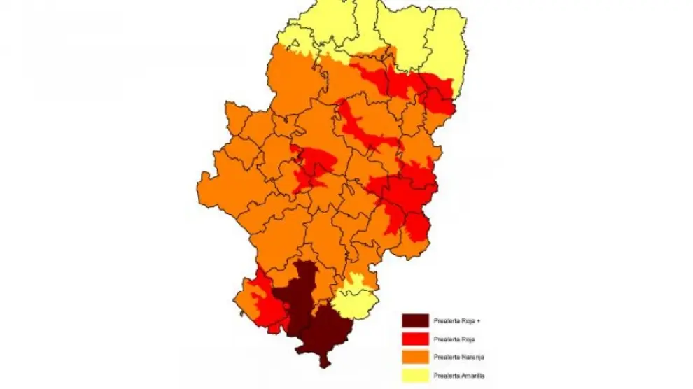 Mapa de riesgo de incendio en Aragón