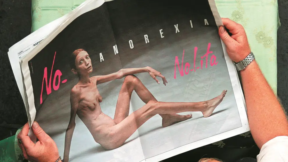 La modelo Isabelle Caro protagonizó en 2007 la controvertida campaña publicitaria Nolita ('No anorexia').