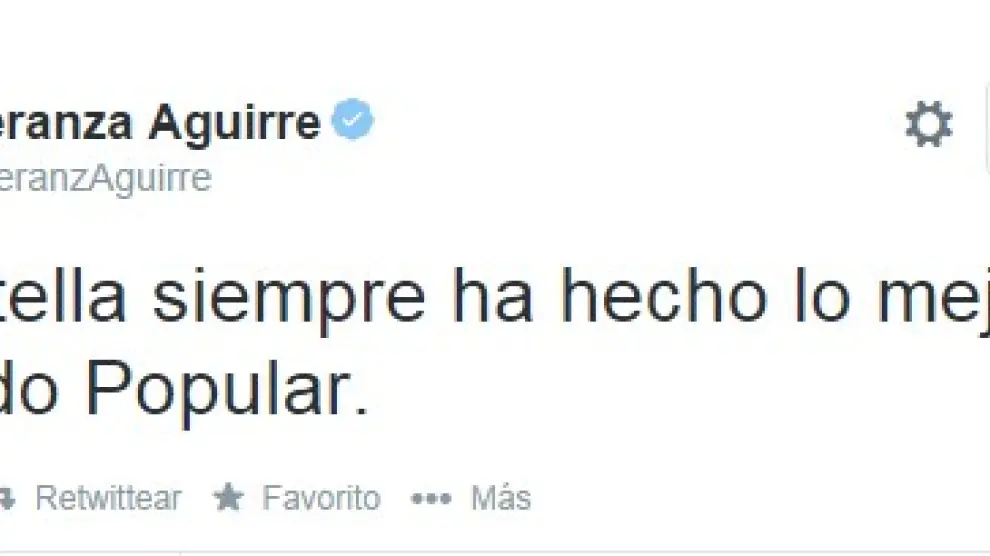 Tuit de Esperanza Aguirre en su cuenta personal