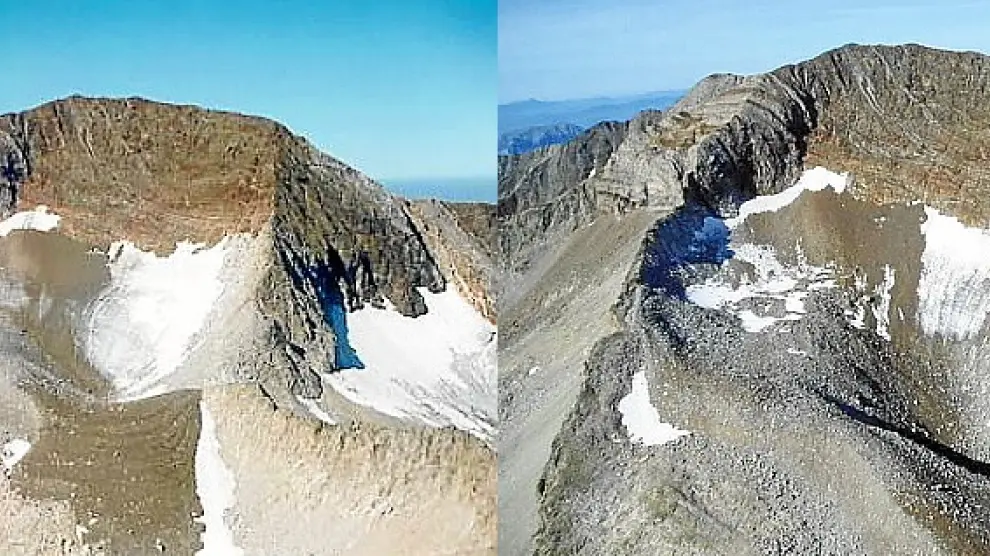 El Posets, uno de los cuatro aparatos glaciares catalogados por el Ministerio de Medio Ambiente en el propio macizo del Poséts, ha pasado de ser un glaciar a un helero.
