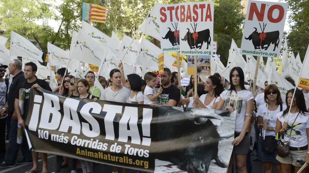 Manifestación del sábado en Madrid contra el Toro de la Vega