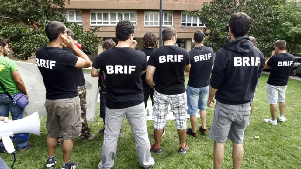 La BRIF de Lubia en una de sus protestas frente a la sede de Tragsa en Soria