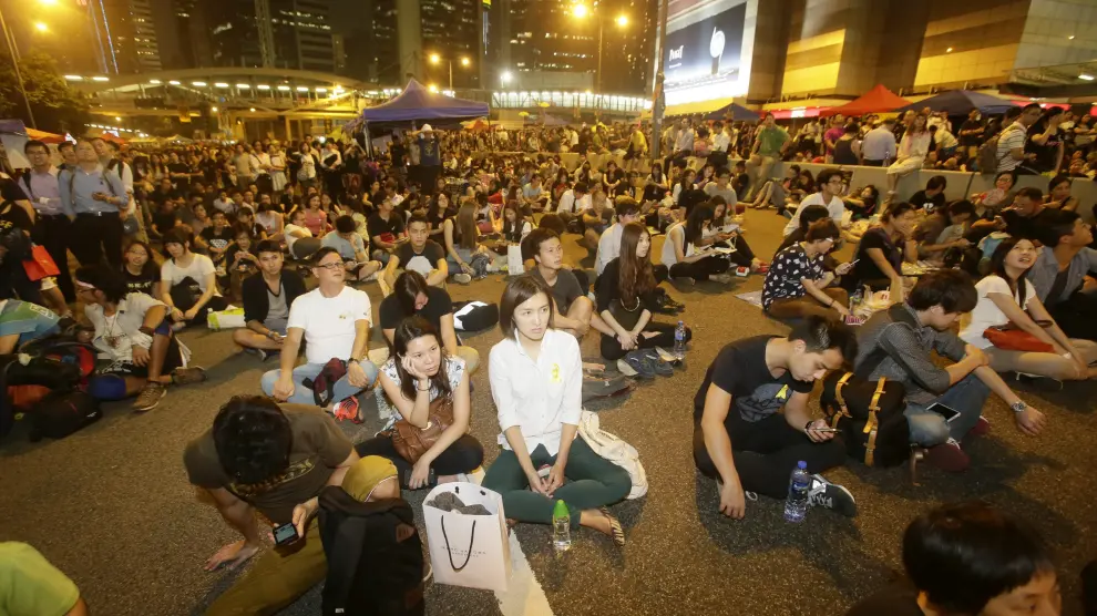 Manifestantes a favor de la democracia en la zona de Admiralty en Hong Kong