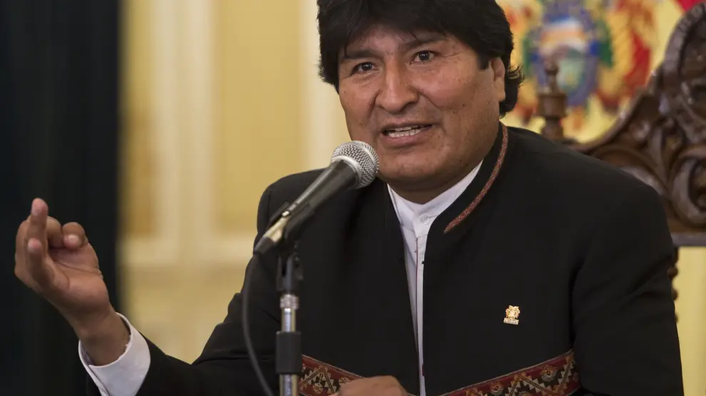 Morales durante una rueda de prensa en La Paz