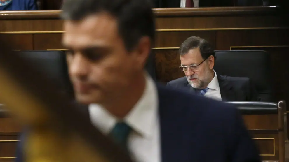 Pedro Sánchez y Mariano Rajoy en el Congreso