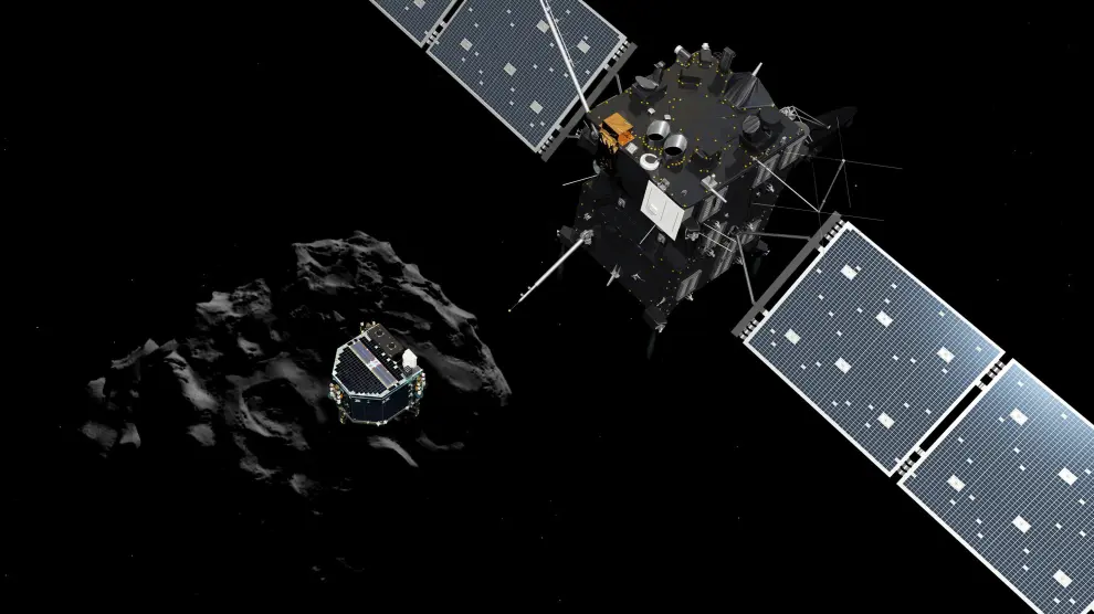 Recreación del módulo Philae abandonando Rosetta