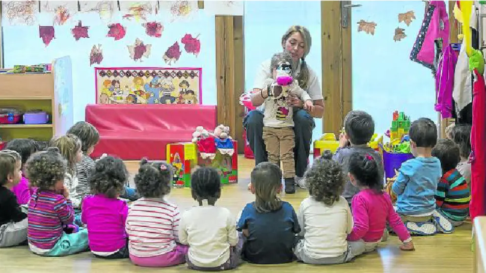 Una clase de la escuela infantil María Urrea, del Ayuntamiento de Zaragoza, ubicada en la calle de Legaz Lacambra.