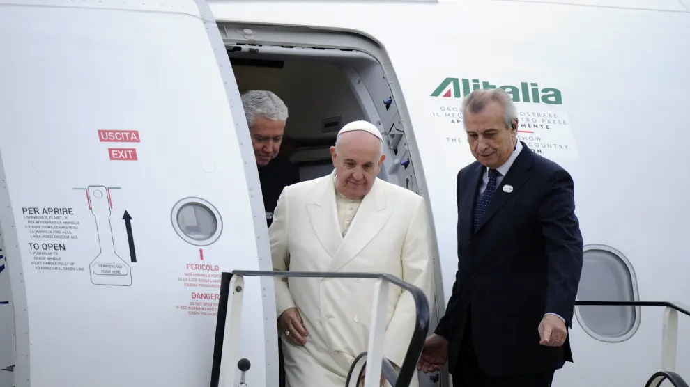 El Papa Francisco llega a Estrasburgo