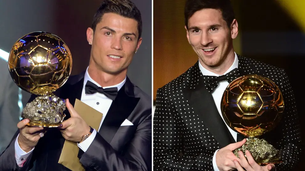 Ronaldo y Messi, con el balón de oro.