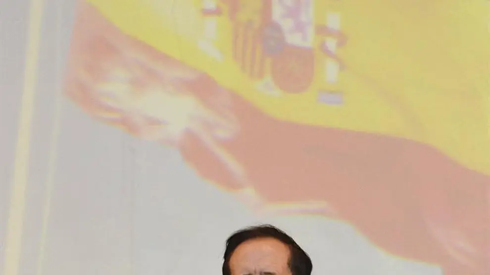 El vicepresidente primero del Senado, Juan José Lucas, durante su intervención este vienres en el acto institucional celebrado en Valladolid