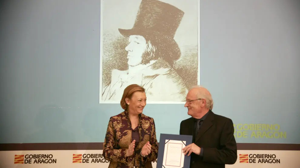 Natalio Bayo en la entrega del Premio Aragón Goya 2014