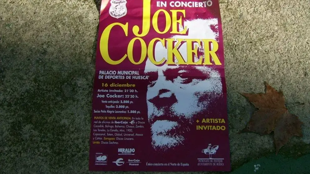 Cartel de un concierto que dio Joe Cocker en Huesca