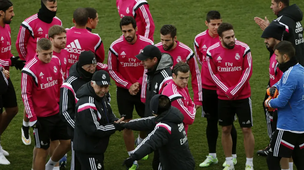 La plantilla del Real Madrid, durante un entrenamiento
