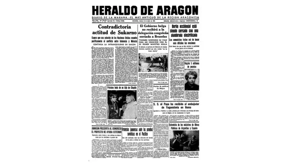 Portada de HERALDO el día 15 de enero de 1965
