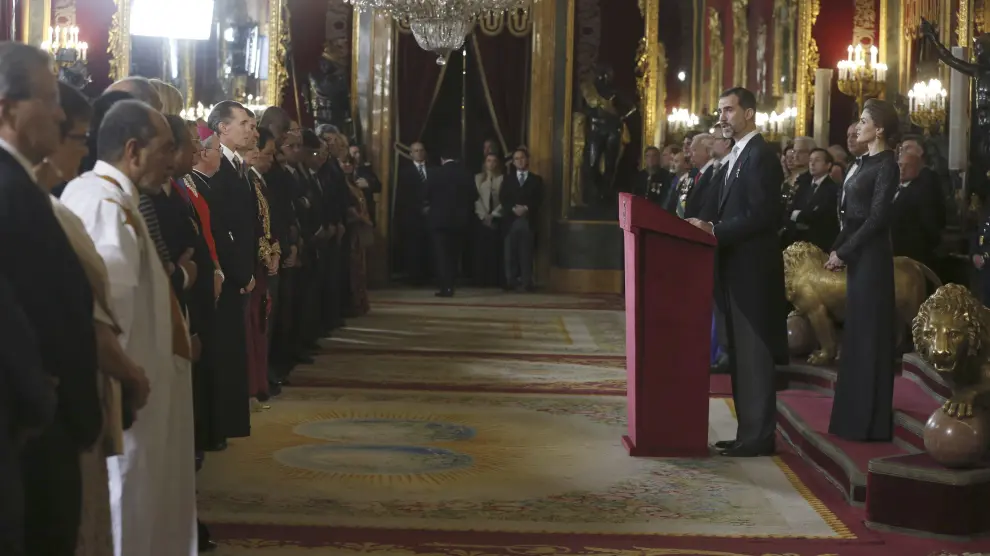 Felipe VI y la Reina se presentan al cuerpo diplomático acreditado en España en el Palacio Real