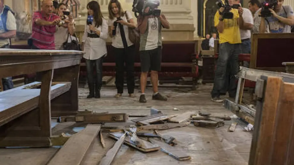Daños provocados por el artefacto anarquista en El Pilar